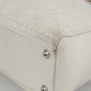 Christian Dior Lady Dior Canage Hand Bag Leather White Silver Auth YKZ152-9