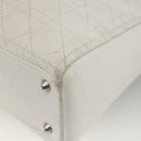 Christian Dior Lady Dior Canage Hand Bag Leather White Silver Auth YKZ152-15