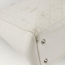 Christian Dior Lady Dior Canage Hand Bag Leather White Silver Auth YKZ152-16