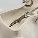 Christian Dior Lady Dior Canage Hand Bag Leather White Silver Auth YKZ152-17