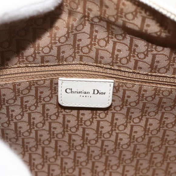 Christian Dior Lady Dior Canage Hand Bag Leather White Silver Auth YKZ152