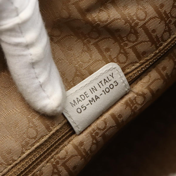 Christian Dior Lady Dior Canage Hand Bag Leather White Silver Auth YKZ152