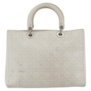 Christian Dior Lady Dior Canage Hand Bag Leather White Silver Auth YKZ152-2