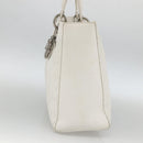 Christian Dior Lady Dior Canage Hand Bag Leather White Silver Auth YKZ152-3