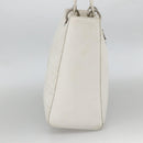 Christian Dior Lady Dior Canage Hand Bag Leather White Silver Auth YKZ152-4