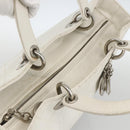Christian Dior Lady Dior Canage Hand Bag Leather White Silver Auth YKZ152-6