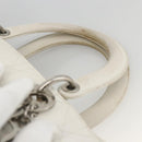 Christian Dior Lady Dior Canage Hand Bag Leather White Silver Auth YKZ152-8