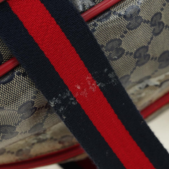 GUCCI GG Crystal Sherry Line Bag Coated Canvas Navy Gold 153240 Auth YKZ1520