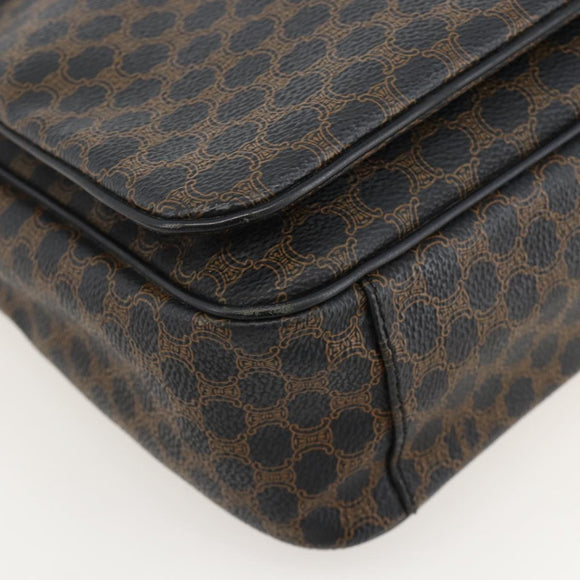 CELINE Macadam Canvas Umhängetasche PVC Leder Schwarz Gold Auth YKZ1522A