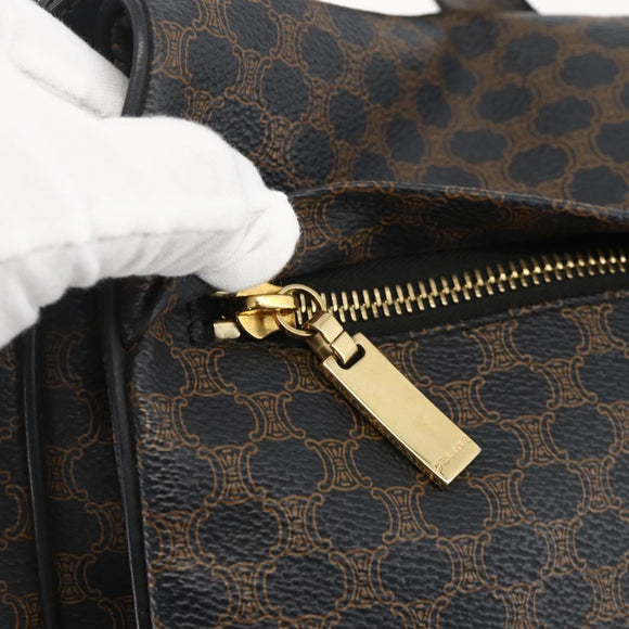 CELINE Macadam Canvas Umhängetasche PVC Leder Schwarz Gold Auth YKZ1522A