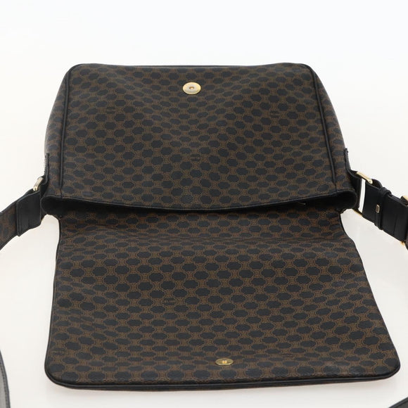 CELINE Macadam Canvas Umhängetasche PVC Leder Schwarz Gold Auth YKZ1522A
