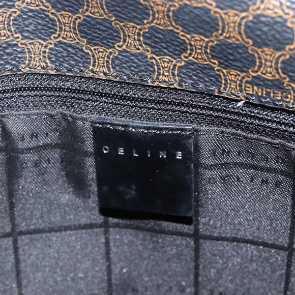 CELINE Macadam Canvas Umhängetasche PVC Leder Schwarz Gold Auth YKZ1522A