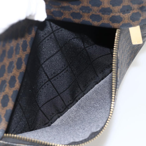 CELINE Macadam Canvas Umhängetasche PVC Leder Schwarz Gold Auth YKZ1522A