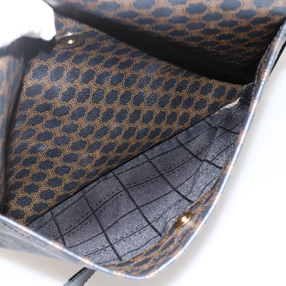 CELINE Macadam Canvas Umhängetasche PVC Leder Schwarz Gold Auth YKZ1522A