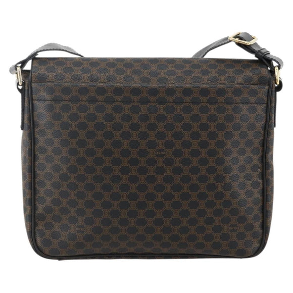 CELINE Macadam Canvas Umhängetasche PVC Leder Schwarz Gold Auth YKZ1522A