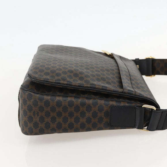 CELINE Macadam Canvas Umhängetasche PVC Leder Schwarz Gold Auth YKZ1522A