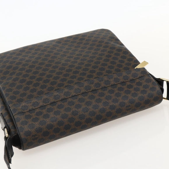 CELINE Macadam Canvas Umhängetasche PVC Leder Schwarz Gold Auth YKZ1522A