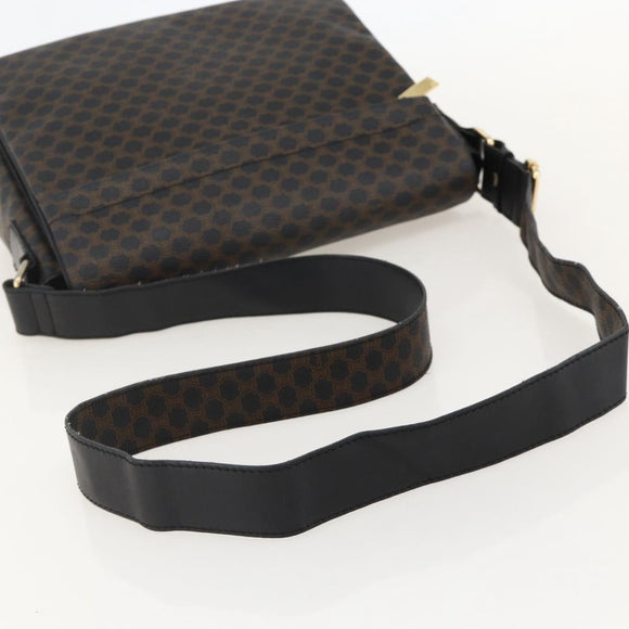 CELINE Macadam Canvas Umhängetasche PVC Leder Schwarz Gold Auth YKZ1522A