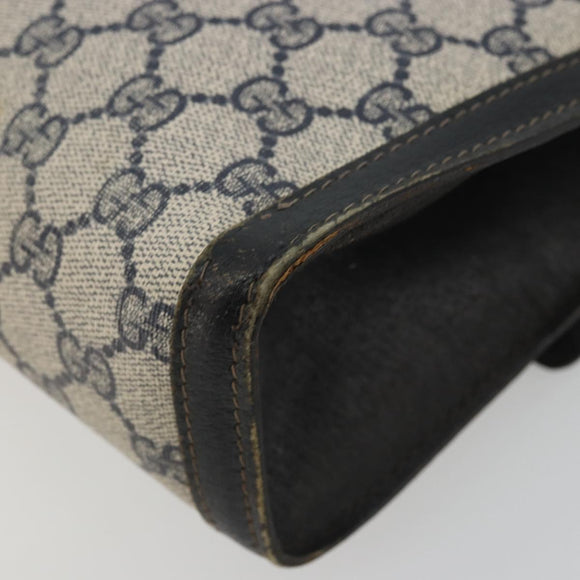 GUCCI GG Supreme Sherry Line Clutch Bag PVC Navy Gold 41 014 3087 Auth YKZ1523