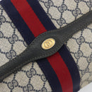 GUCCI GG Supreme Sherry Line Clutch Bag PVC Navy Gold 41 014 3087 Auth YKZ1523-17