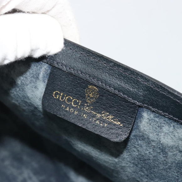 GUCCI GG Supreme Sherry Line Clutch Bag PVC Navy Gold 41 014 3087 Auth YKZ1523