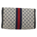 GUCCI GG Supreme Sherry Line Clutch Bag PVC Navy Gold 41 014 3087 Auth YKZ1523-2