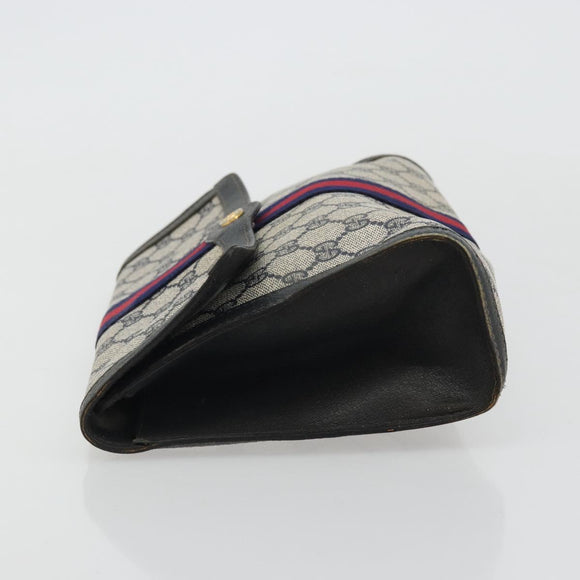 GUCCI GG Supreme Sherry Line Clutch Bag PVC Navy Gold 41 014 3087 Auth YKZ1523