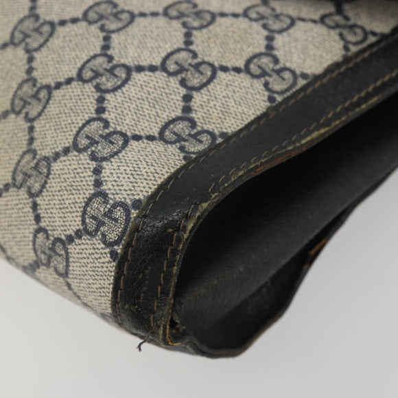 GUCCI GG Supreme Sherry Line Clutch Bag PVC Navy Gold 41 014 3087 Auth YKZ1523