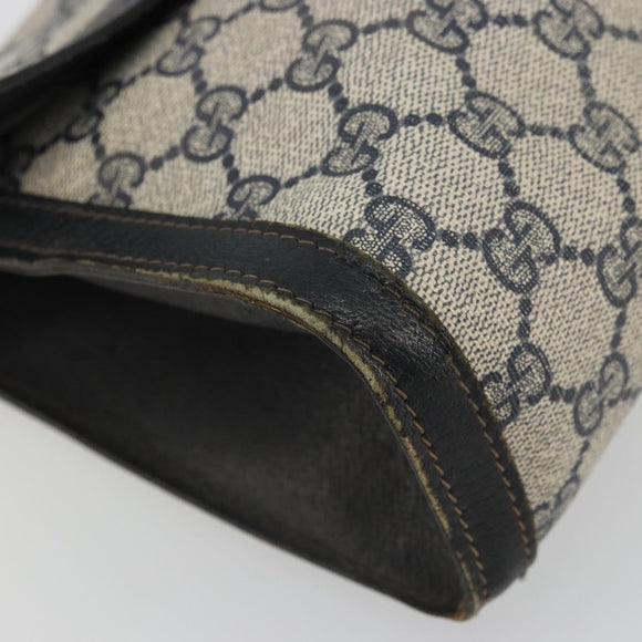 GUCCI GG Supreme Sherry Line Clutch Bag PVC Navy Gold 41 014 3087 Auth YKZ1523