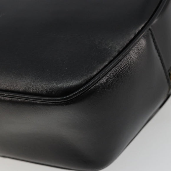 CELINE Circle Shoulder Bag Leather Black Gold Auth YKZ1524A