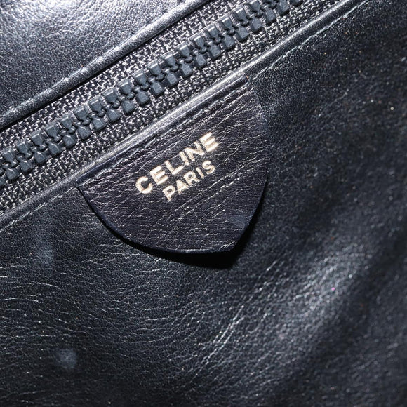 CELINE Circle Shoulder Bag Leather Black Gold Auth YKZ1524A