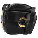 CELINE Circle Shoulder Bag Leather Black Gold Auth YKZ1524A-1