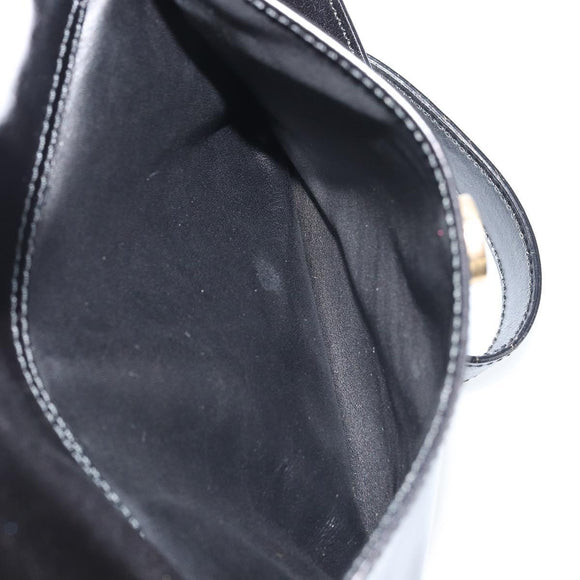 CELINE Circle Shoulder Bag Leather Black Gold Auth YKZ1524A