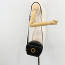 CELINE Circle Shoulder Bag Leather Black Gold Auth YKZ1524A-23