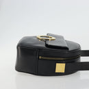 CELINE Circle Shoulder Bag Leather Black Gold Auth YKZ1524A-3