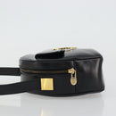 CELINE Circle Shoulder Bag Leather Black Gold Auth YKZ1524A-4