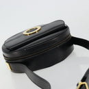 CELINE Circle Shoulder Bag Leather Black Gold Auth YKZ1524A-6