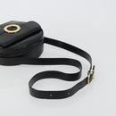 CELINE Circle Shoulder Bag Leather Black Gold Auth YKZ1524A-7