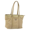 PRADA Tote Bag Nylon Beige Silver Auth YKZ1525A-1