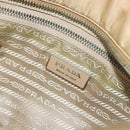 PRADA Tote Bag Nylon Beige Silver Auth YKZ1525A-20