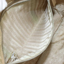 PRADA Tote Bag Nylon Beige Silver Auth YKZ1525A-24