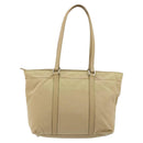 PRADA Tote Bag Nylon Beige Silver Auth YKZ1525A-2