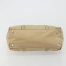 PRADA Tote Bag Nylon Beige Silver Auth YKZ1525A-5