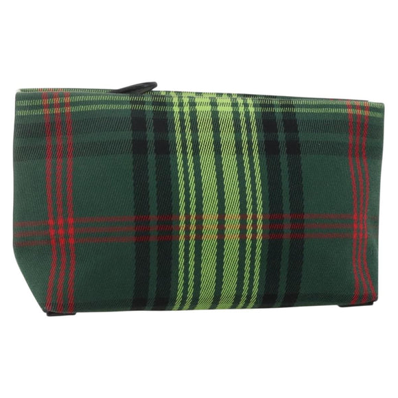 BURBERRY Nova Check Clutch Bag Canvas Green Gold Auth YKZ1531A