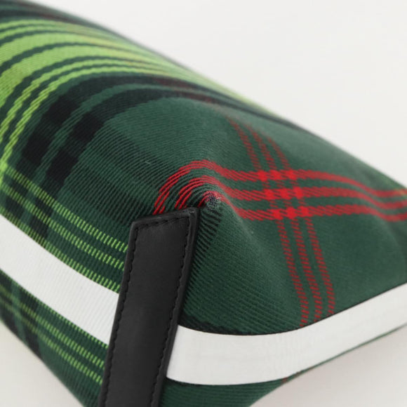BURBERRY Nova Check Clutch Bag Canvas Green Gold Auth YKZ1531A