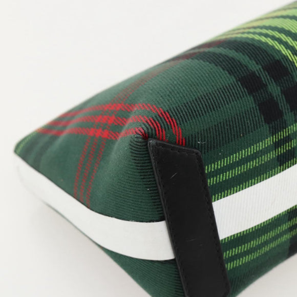 BURBERRY Nova Check Clutch Bag Canvas Green Gold Auth YKZ1531A
