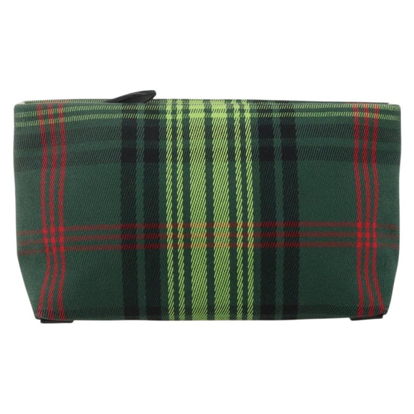 BURBERRY Nova Check Clutch Bag Canvas Green Gold Auth YKZ1531A
