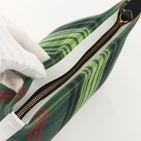 BURBERRY Nova Check Clutch Bag Canvas Green Gold Auth YKZ1531A