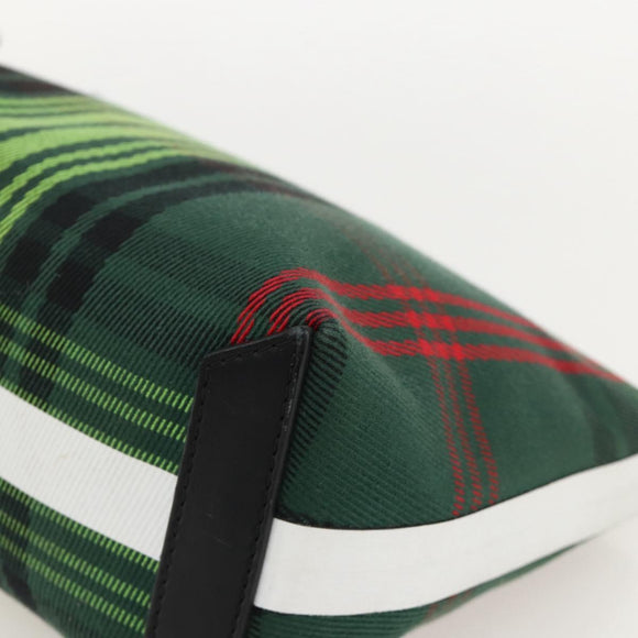 BURBERRY Nova Check Clutch Bag Canvas Green Gold Auth YKZ1531A