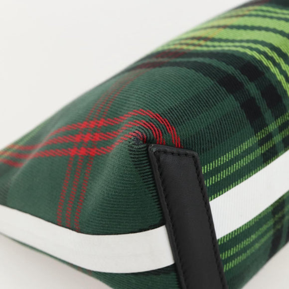 BURBERRY Nova Check Clutch Bag Canvas Green Gold Auth YKZ1531A
